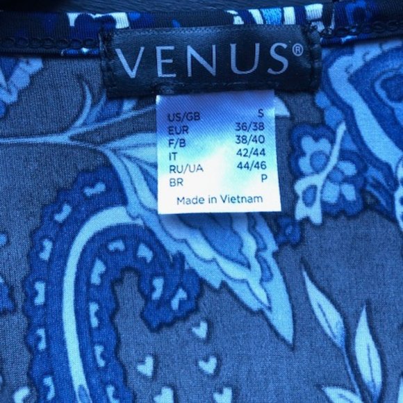 Venus Blue Paisley Long Sleeve Shirt - Small - Picture 5 of 5